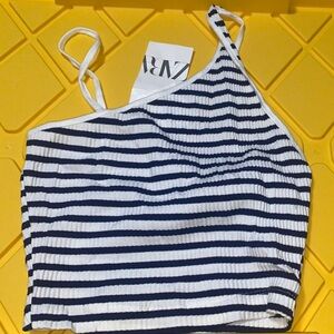 ZARA Navy and White Striped Camisole Crop Top NWT Women’s Small